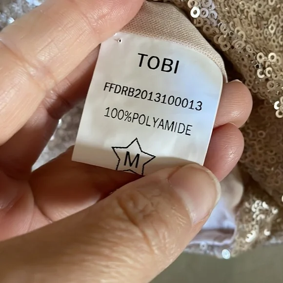 NWT Tobi Champagne Sequin Mini Dress - Picture 5 of 6